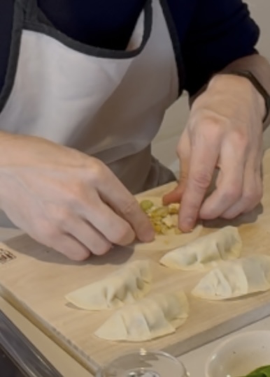 Hands-on vegan ramen and gyoza cooking in a Japanese home kitchen